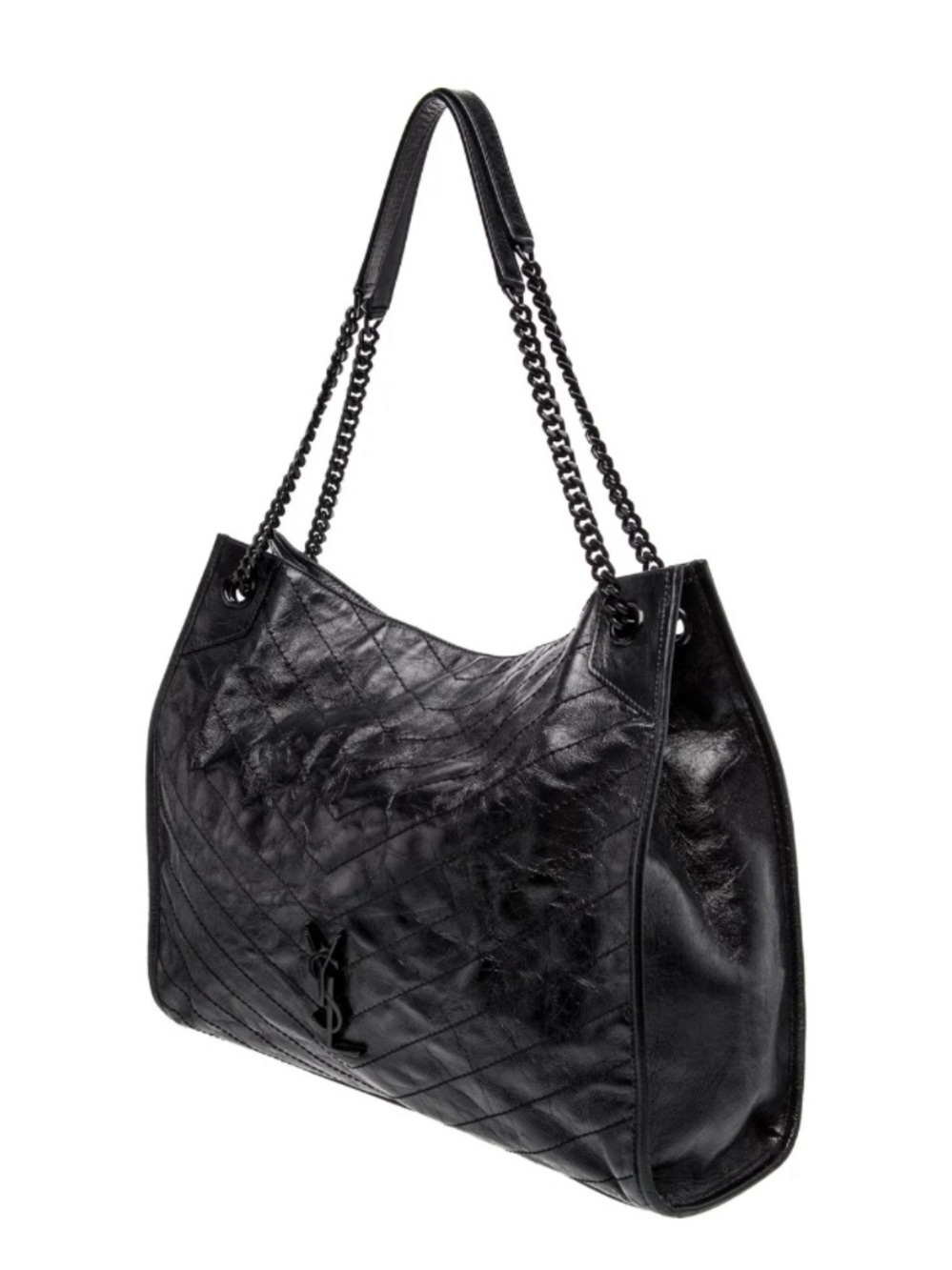 Saint Laurent YSL Niki Shopping Bag Black Vintage Calfskin with Silver Hardware - Picture 7 of 9